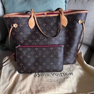 Louis Vuitton Neverfull MM Monogram Tote with Pouch